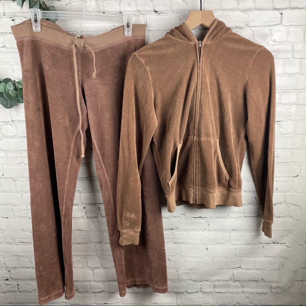 JUICY COUTURE Velour Brown Set Y2K Size Medium/Large